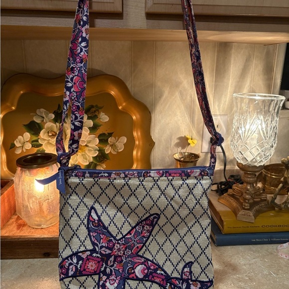 Vera Bradley Blue and Pink Crossbody Bag with Adjustable Strap - Picture 1 of 11